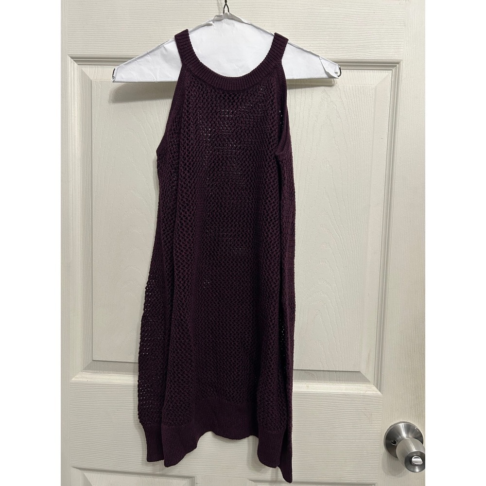 IRO Womens Plum Cold Shoulder Mesh Knit Sweater Top Size XS